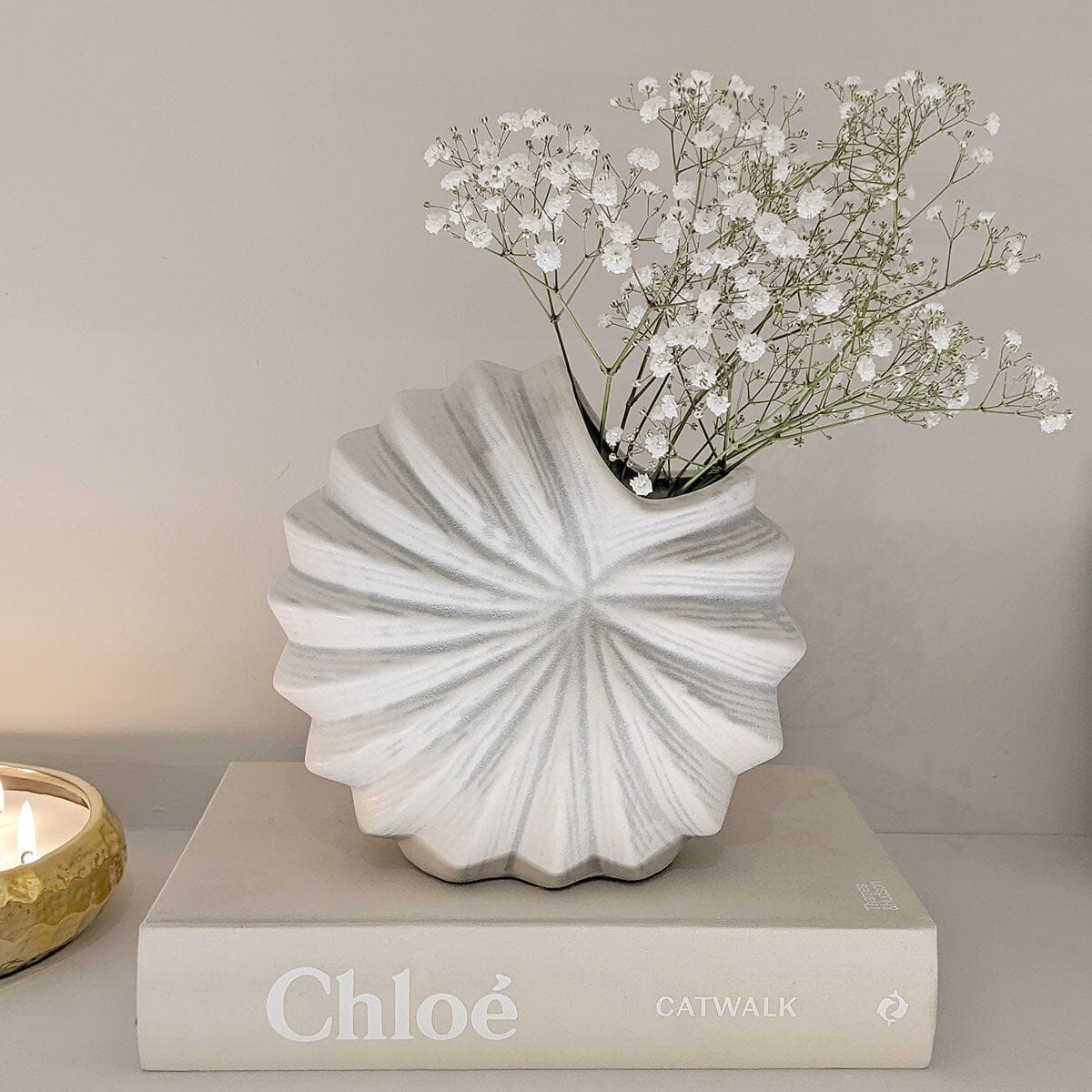 Renew White Textured Shell Decorative Vase - Rosey's Creations