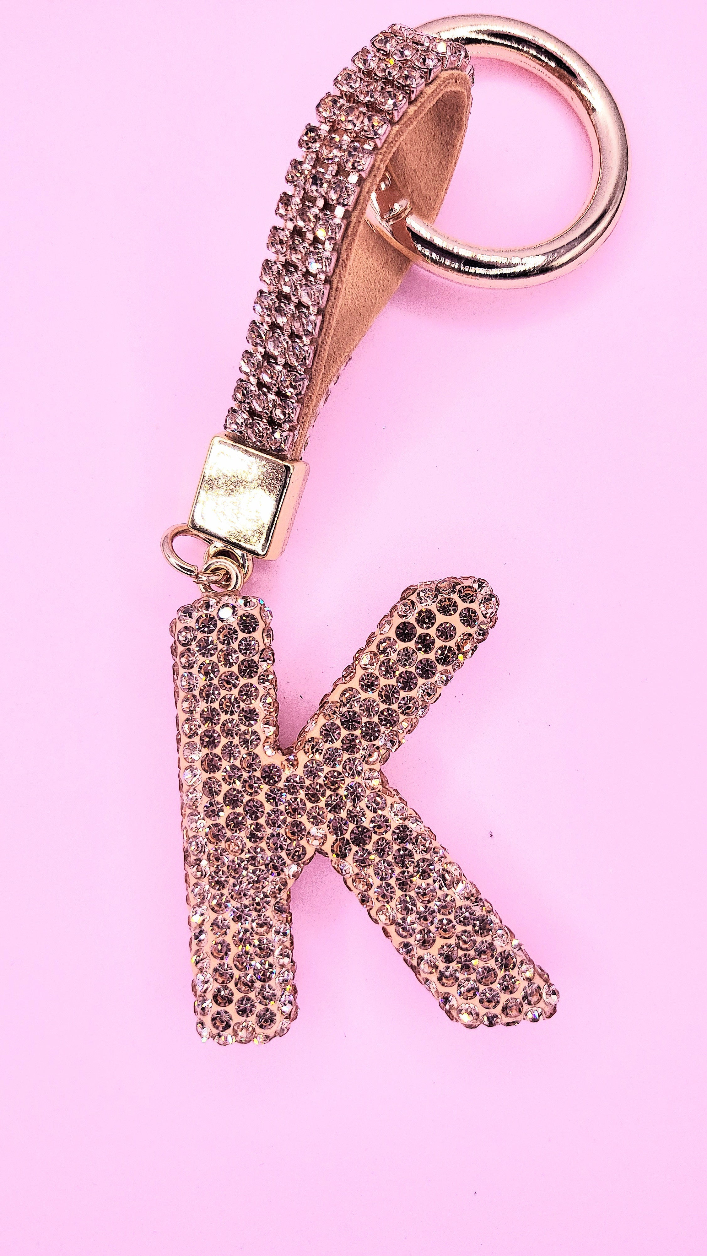 Rose Gold Crystal Initial Keyring - Personalised Gift | Rosey's Creations ARYA JEWELLERY WHOLESALE