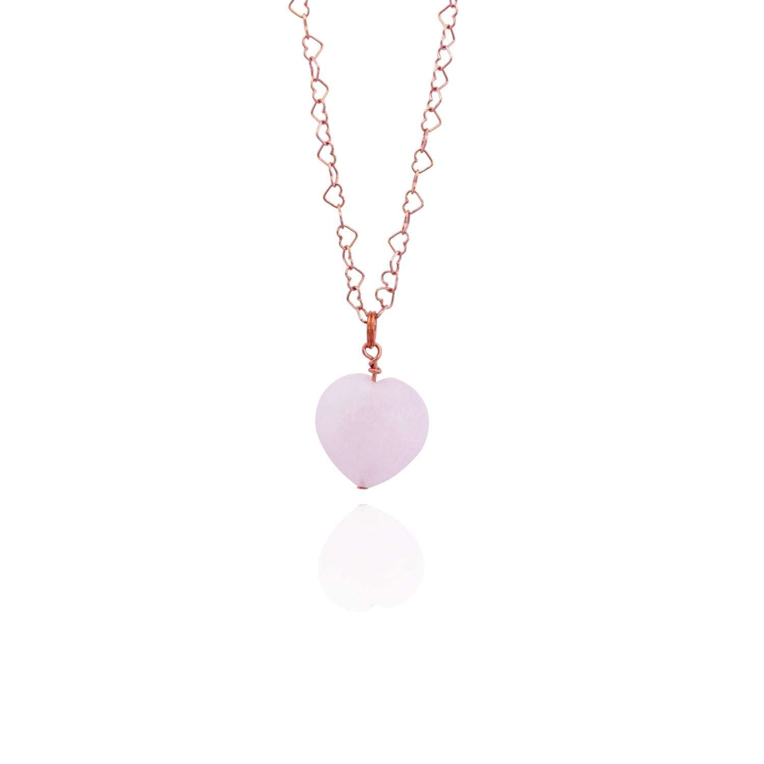 Rose Quartz Rose Gold Vermeil Necklace, Heart Shaped Necklace, Bloom Collection | by nlanlaVictory.