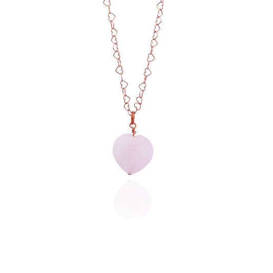 Rose Quartz Rose Gold Vermeil Necklace, Heart Shaped Necklace, Bloom Collection | by nlanlaVictory.