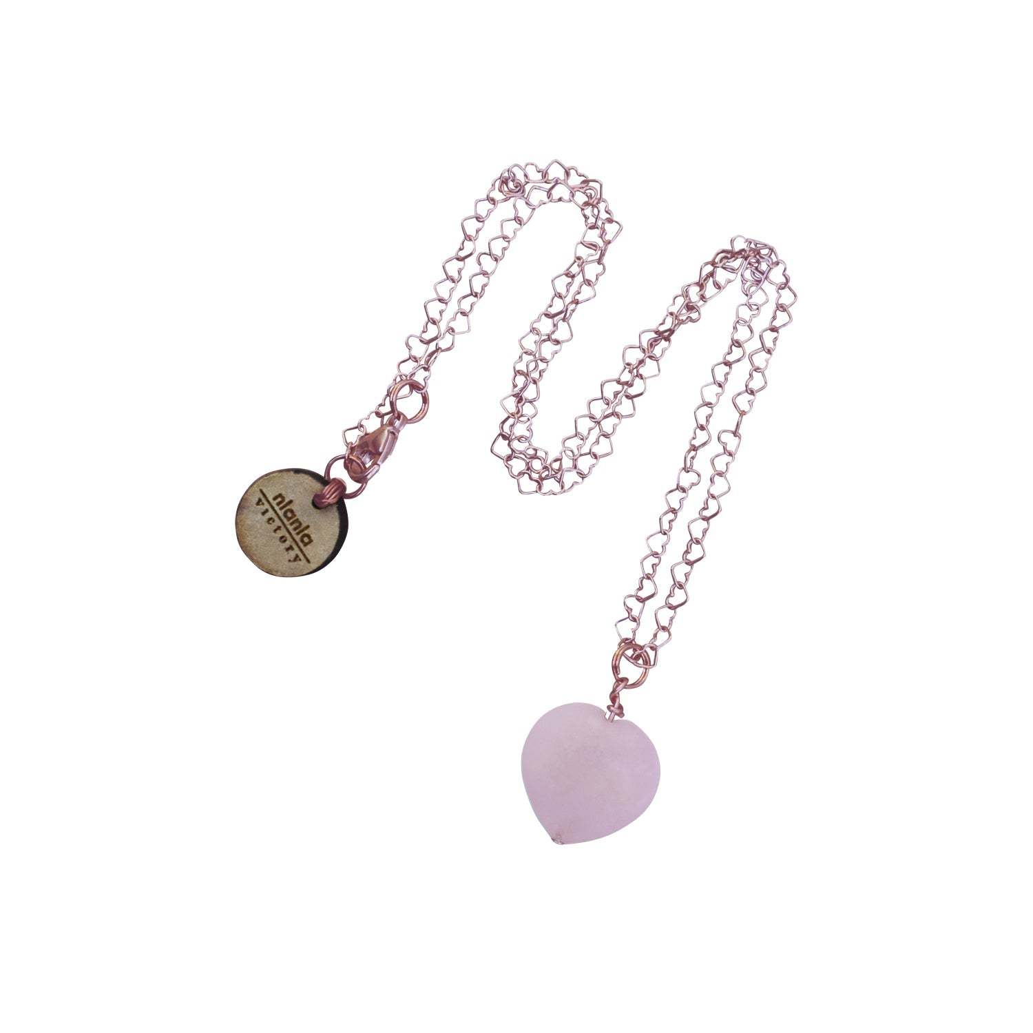 Rose Quartz Rose Gold Vermeil Necklace, Heart Shaped Necklace, Bloom Collection | by nlanlaVictory.