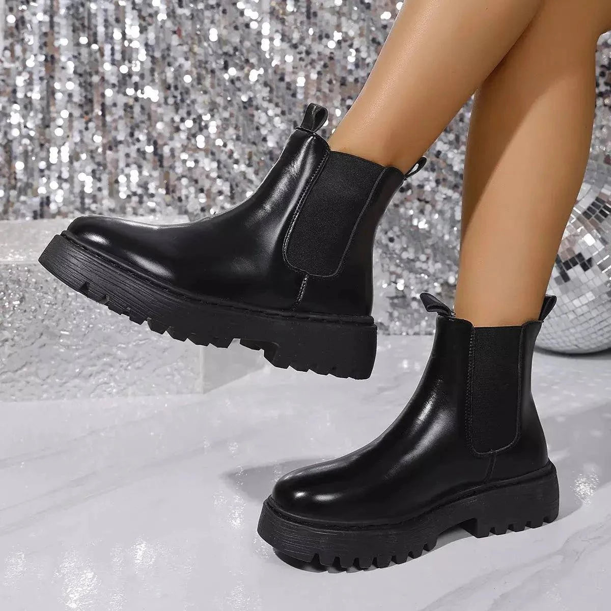 Round Toe Platform Boots - Rosey's Creations