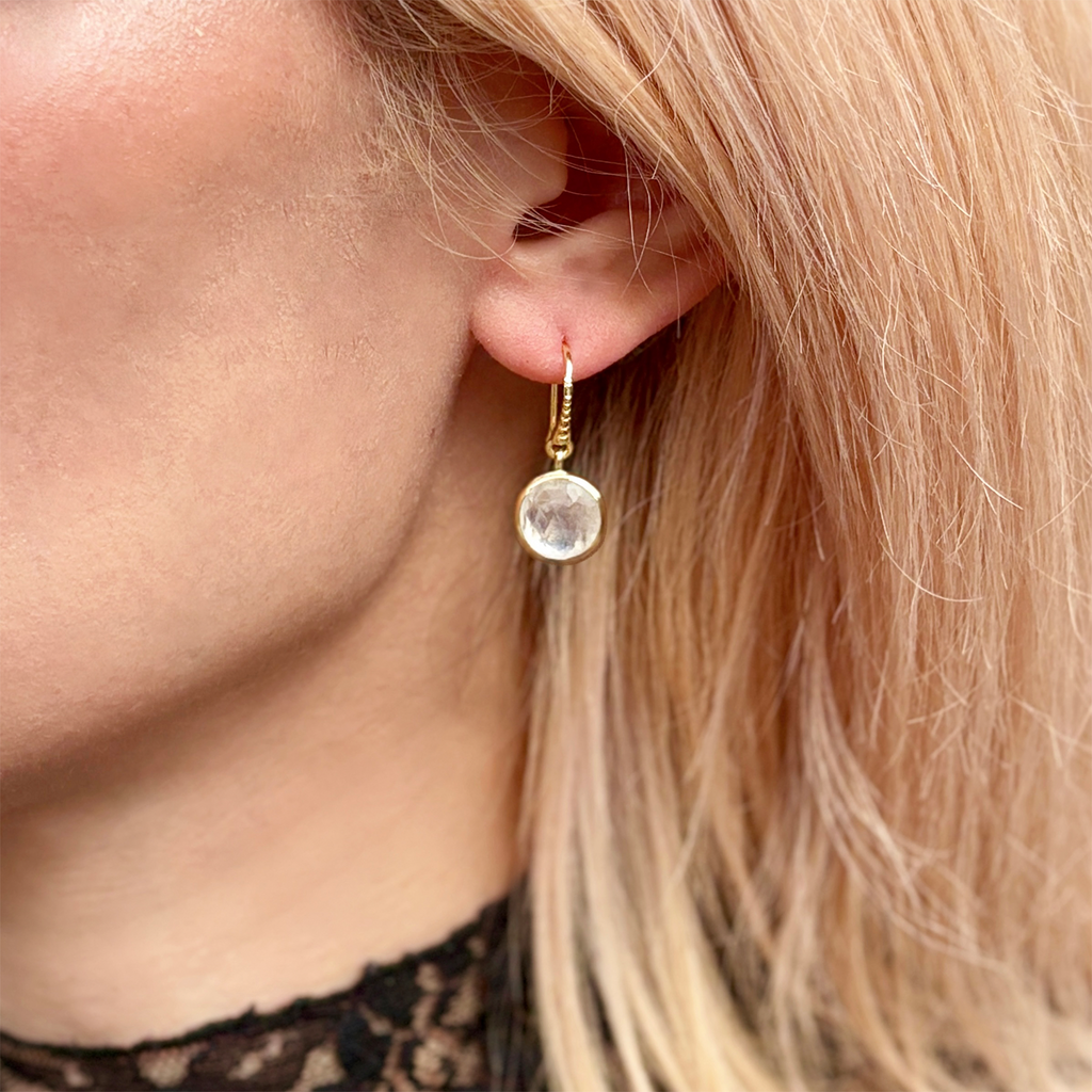 Charis Round Gemstone Earrings Moonstone Azuni London
