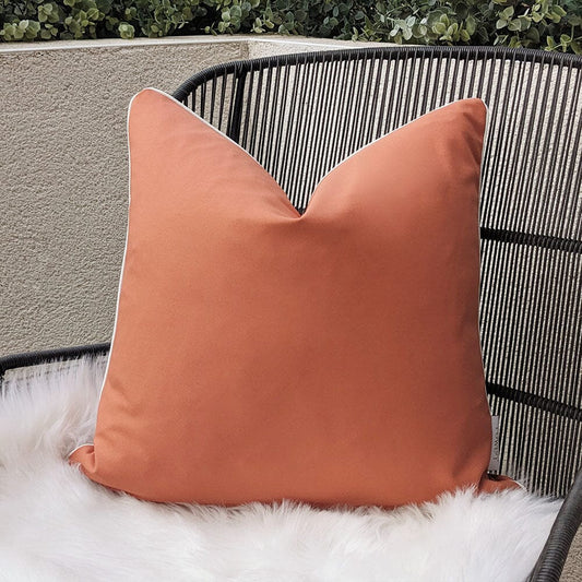 Rust Outdoor Cushion with Cream Piping - 43 x 43cm - Rosey's Creations