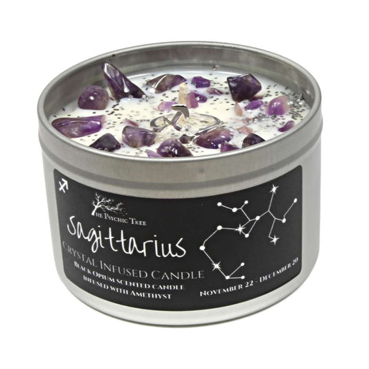 Sagittarius - Crystal & Jewellery Scented Zodiac Candle.