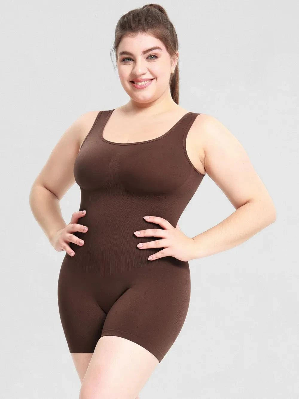 Scoop Neck Wide Strap Shaping Romper - Rosey's Creations