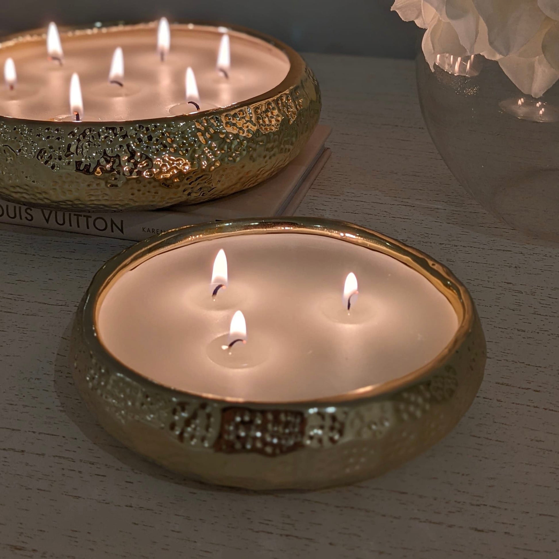 Set of 2 Aeolian Gold Candles - Rosey's Creations