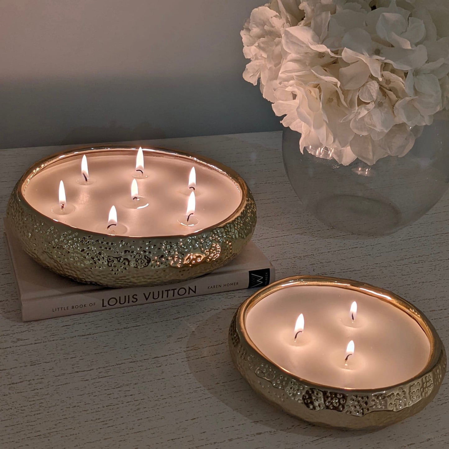 Set of 2 Aeolian Gold Candles - Rosey's Creations