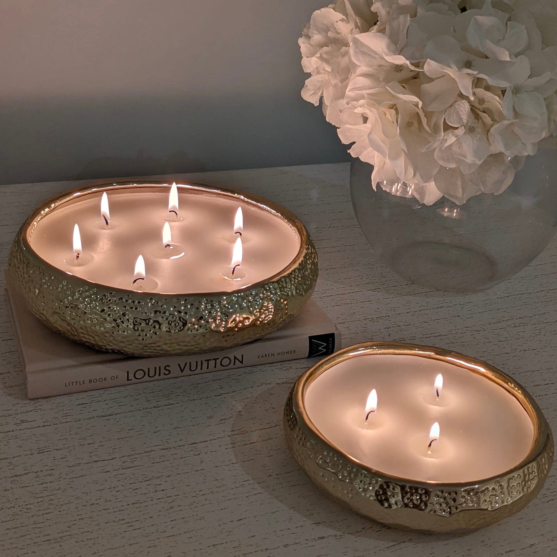 Set of 2 Aeolian Gold Candles - Rosey's Creations