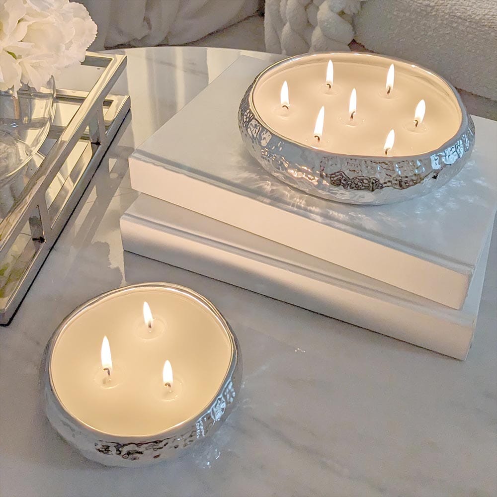 Set of 2 Aeolian Silver Candles - Rosey's Creations