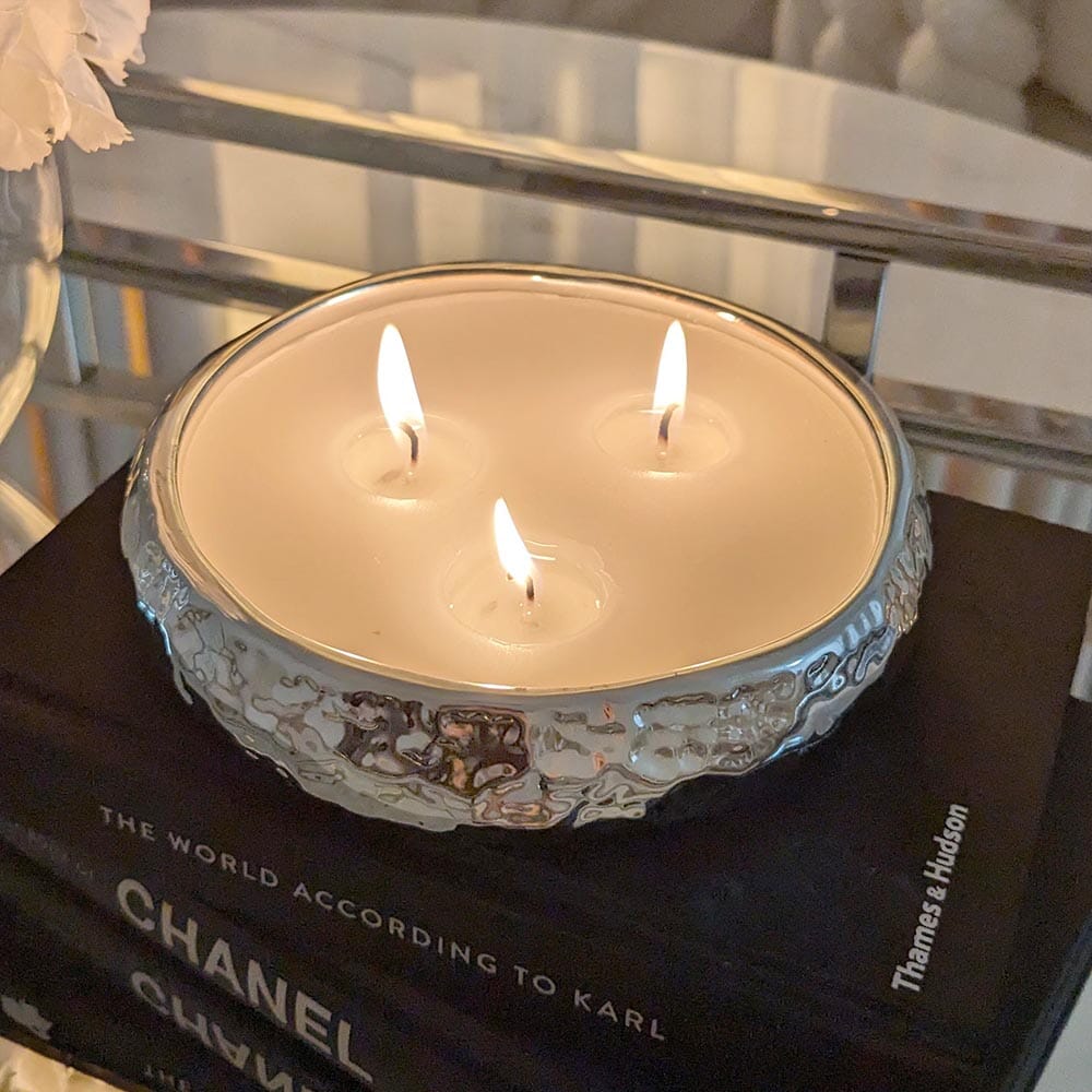 Set of 2 Aeolian Silver Candles - Rosey's Creations