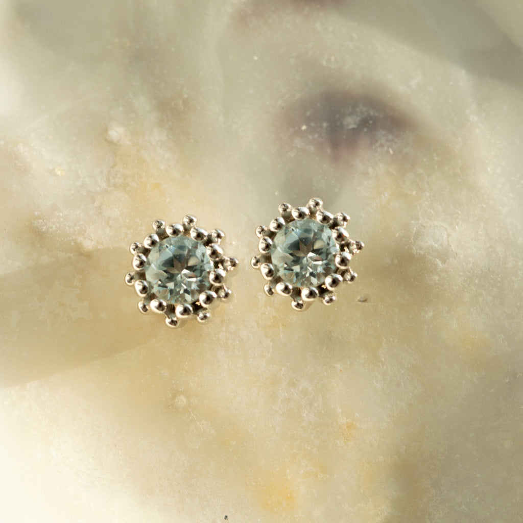 Silver Sky Blue Topaz Astrid Studs Dainty London