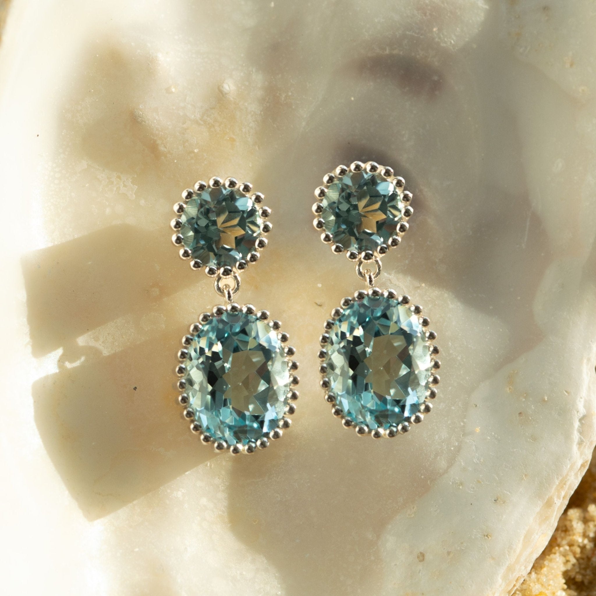 Silver Sky Blue Topaz Aurelia Earrings Dainty London