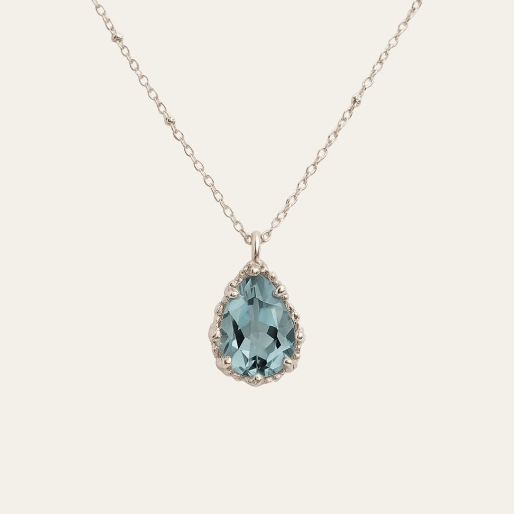 Silver Blue Topaz Necklace - Aurelia Dainty London