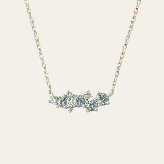 Silver Cluster Gemstone Necklace - Elara.