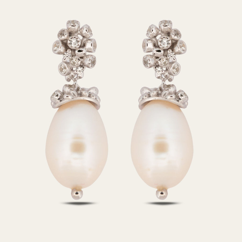 Silver Baroque Pearl Earrings - Lyra Dainty London