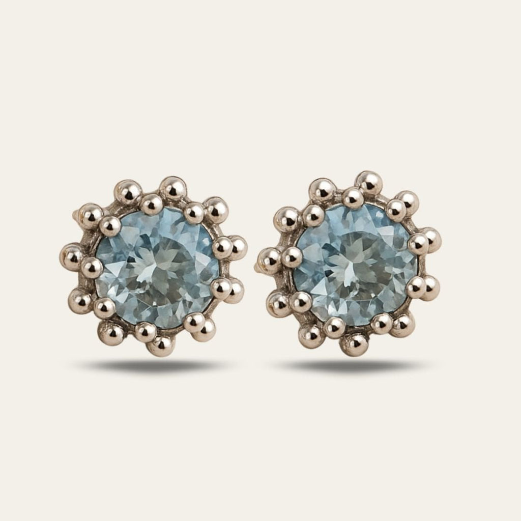 Silver Sky Blue Topaz Astrid Studs Dainty London