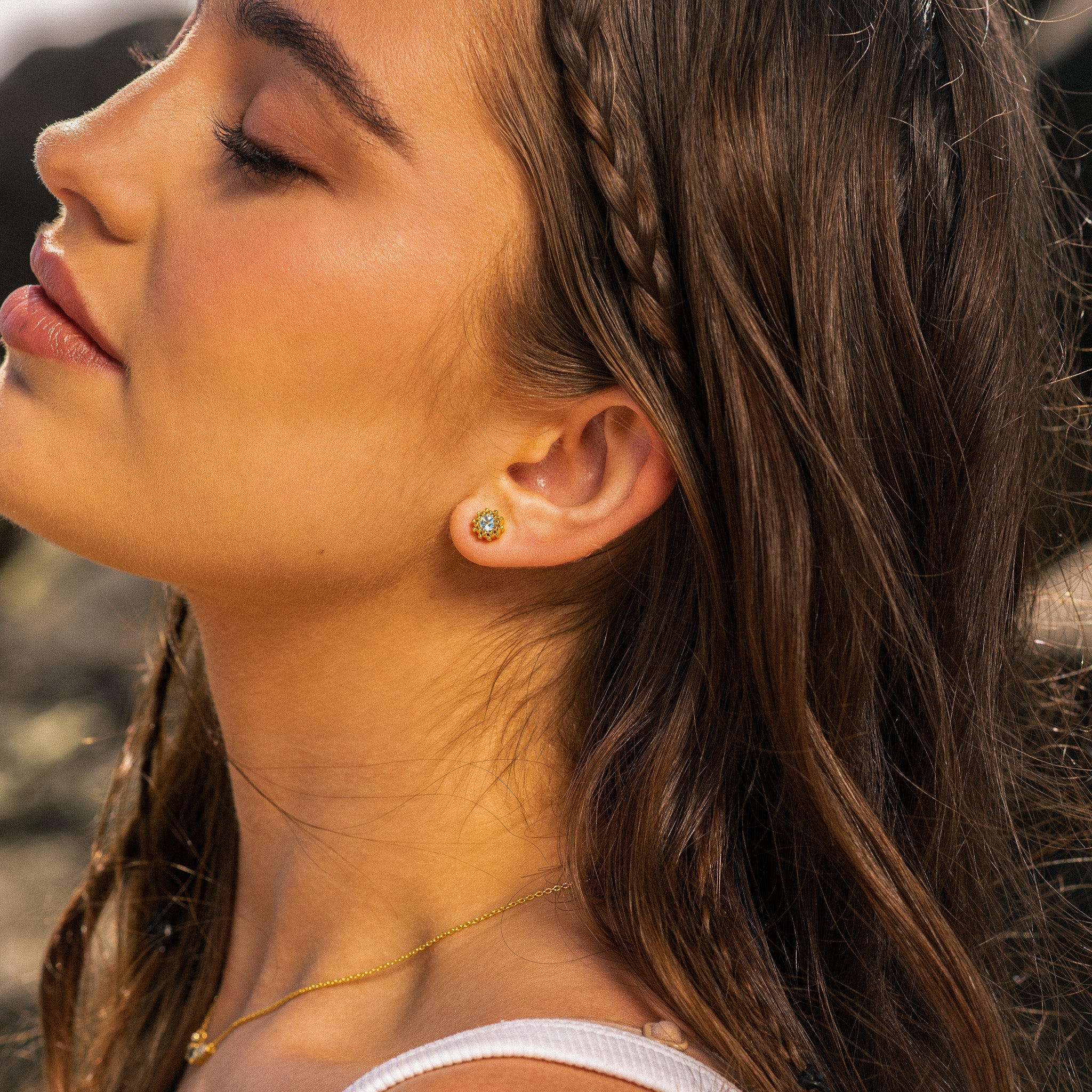 Silver Sky Blue Topaz Astrid Studs Dainty London