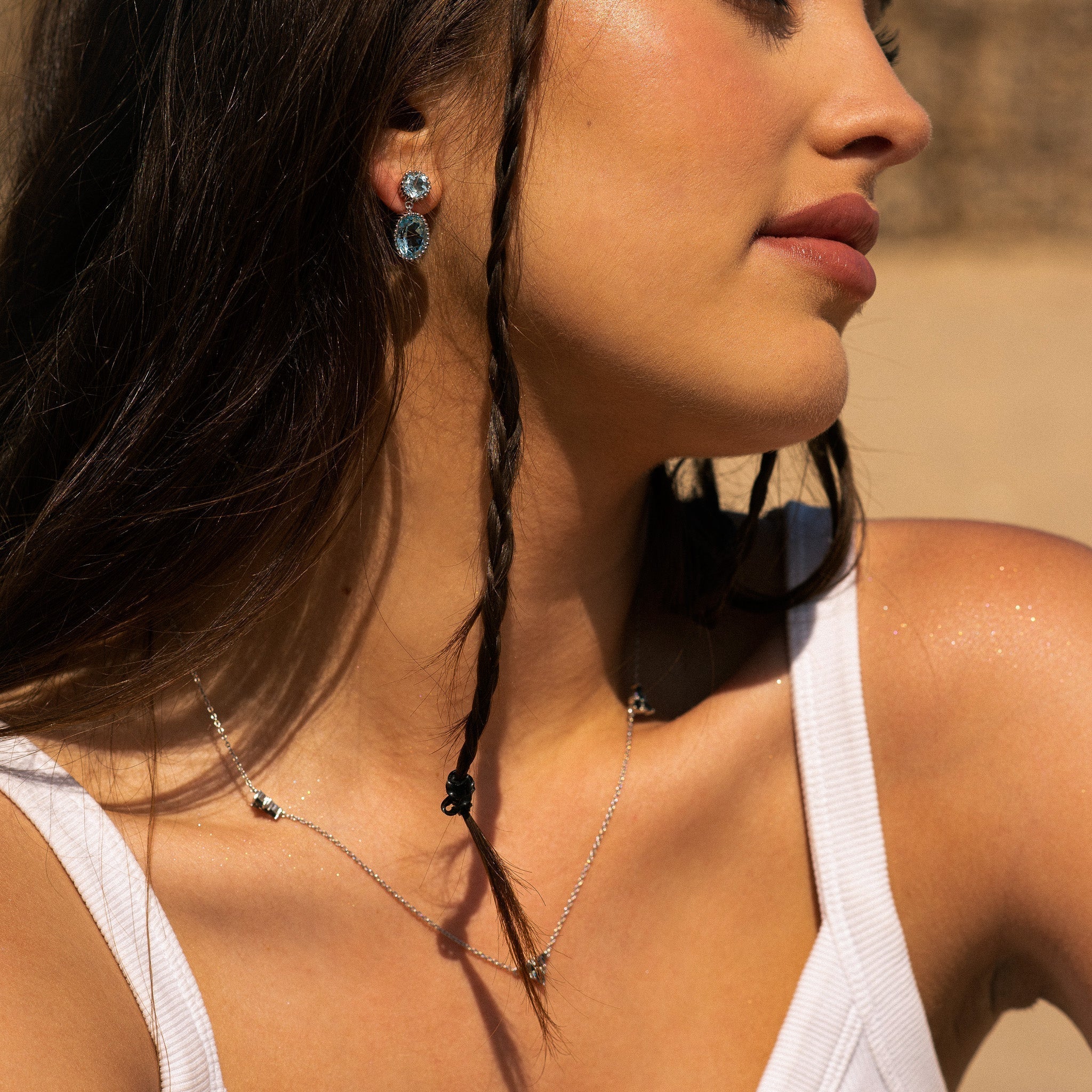Silver Sky Blue Topaz Aurelia Earrings Dainty London