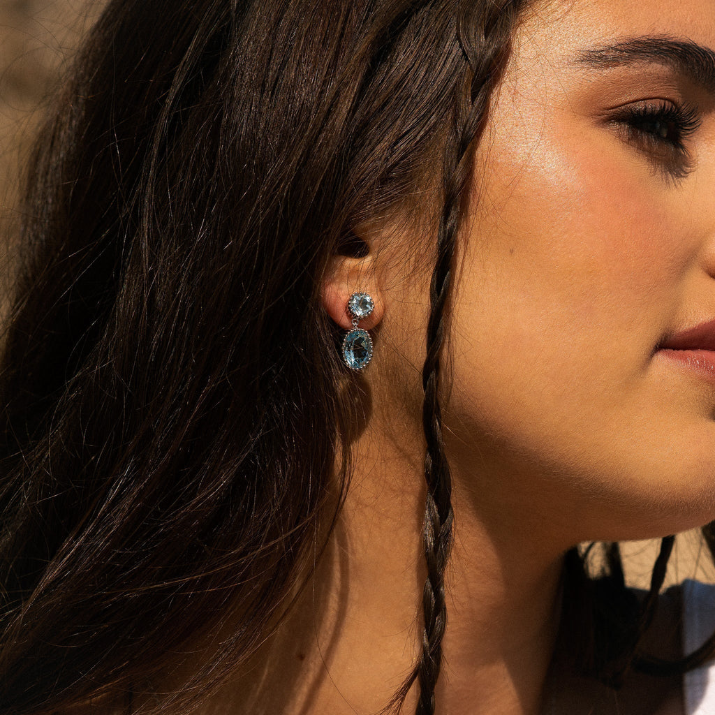 Silver Sky Blue Topaz Aurelia Earrings Dainty London