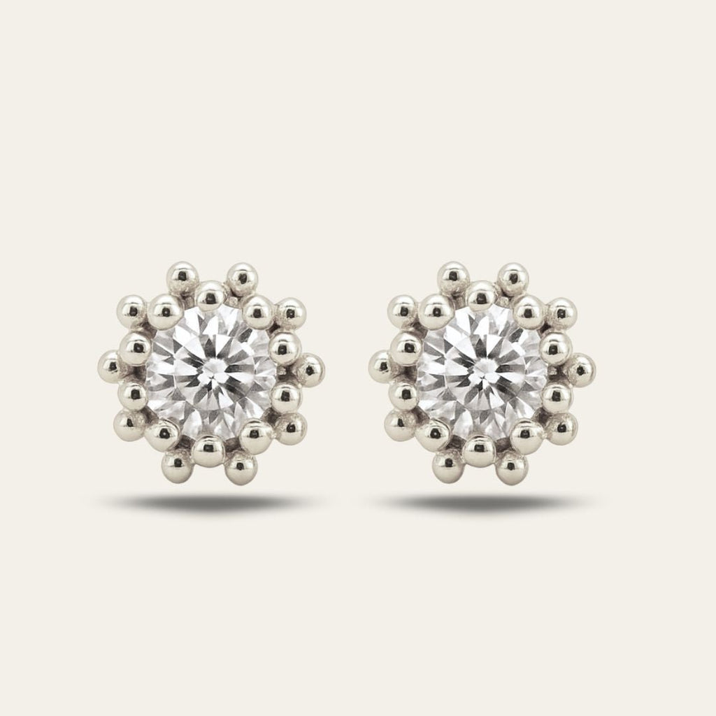 Silver White Topaz Seren Studs Dainty London