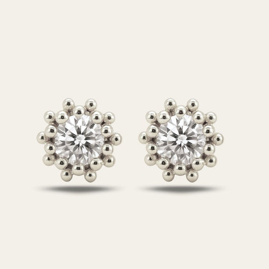 Silver White Topaz Seren Studs Dainty London