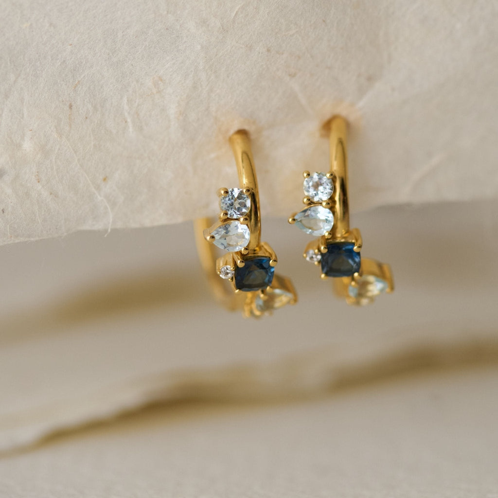 Gold Topaz Gemstone Zaria Earrings Dainty London