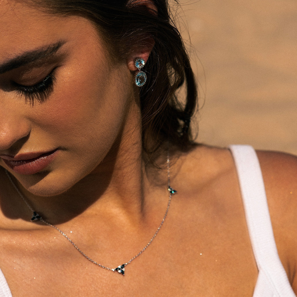 Silver Sky Blue Topaz Aurelia Earrings Dainty London