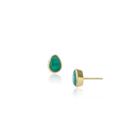 Simi Gemstone Studs with Green Onyx.