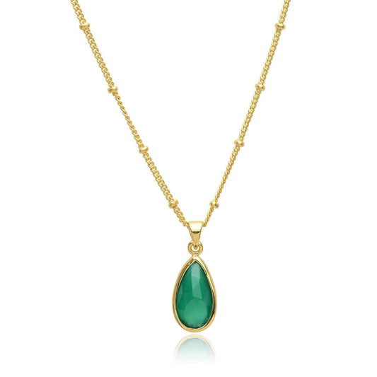 Simi Teardrop Gemstone Pendant with Green Onyx.
