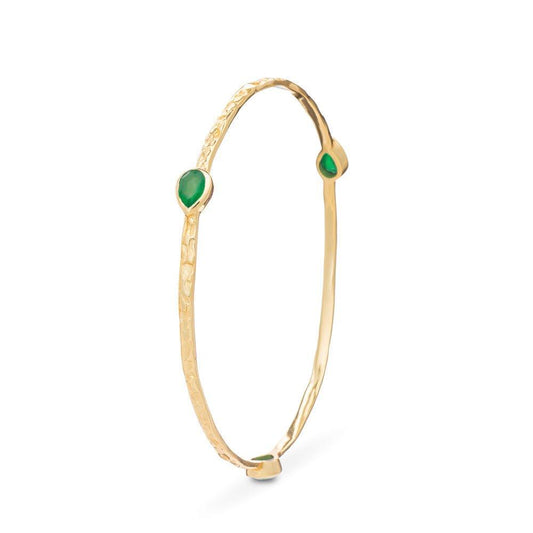 Simi Three Stone Stacking Bangle Green Onyx.