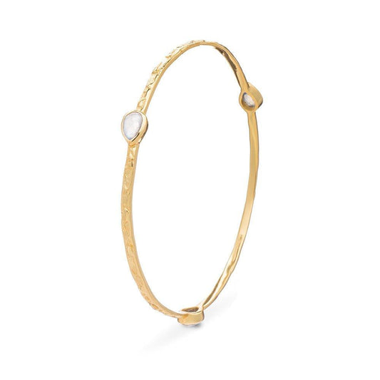 Simi Three Stone Stacking Bangle Rainbow Moonstone.
