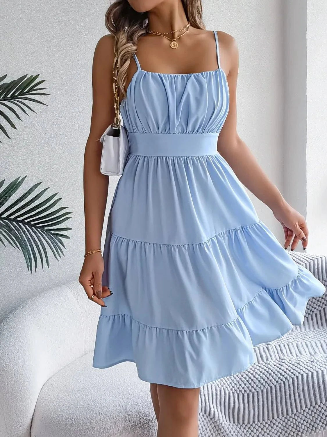 Smocked Back Tiered Cami Dress - Rosey's Creations