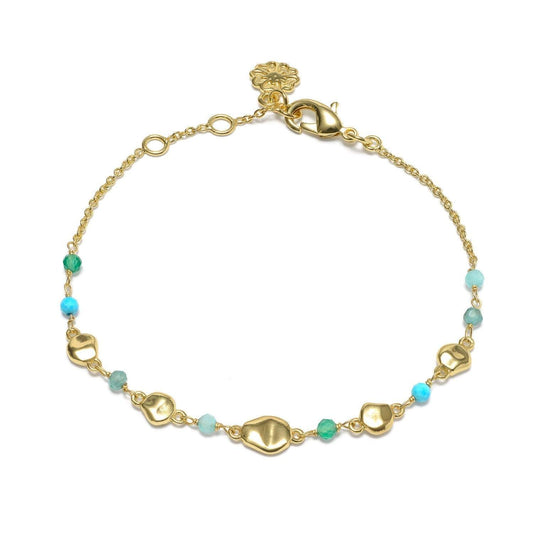 Sofia Nugget Bracelet  Amazonite, Apatite, Turquoise & Green White Jade.