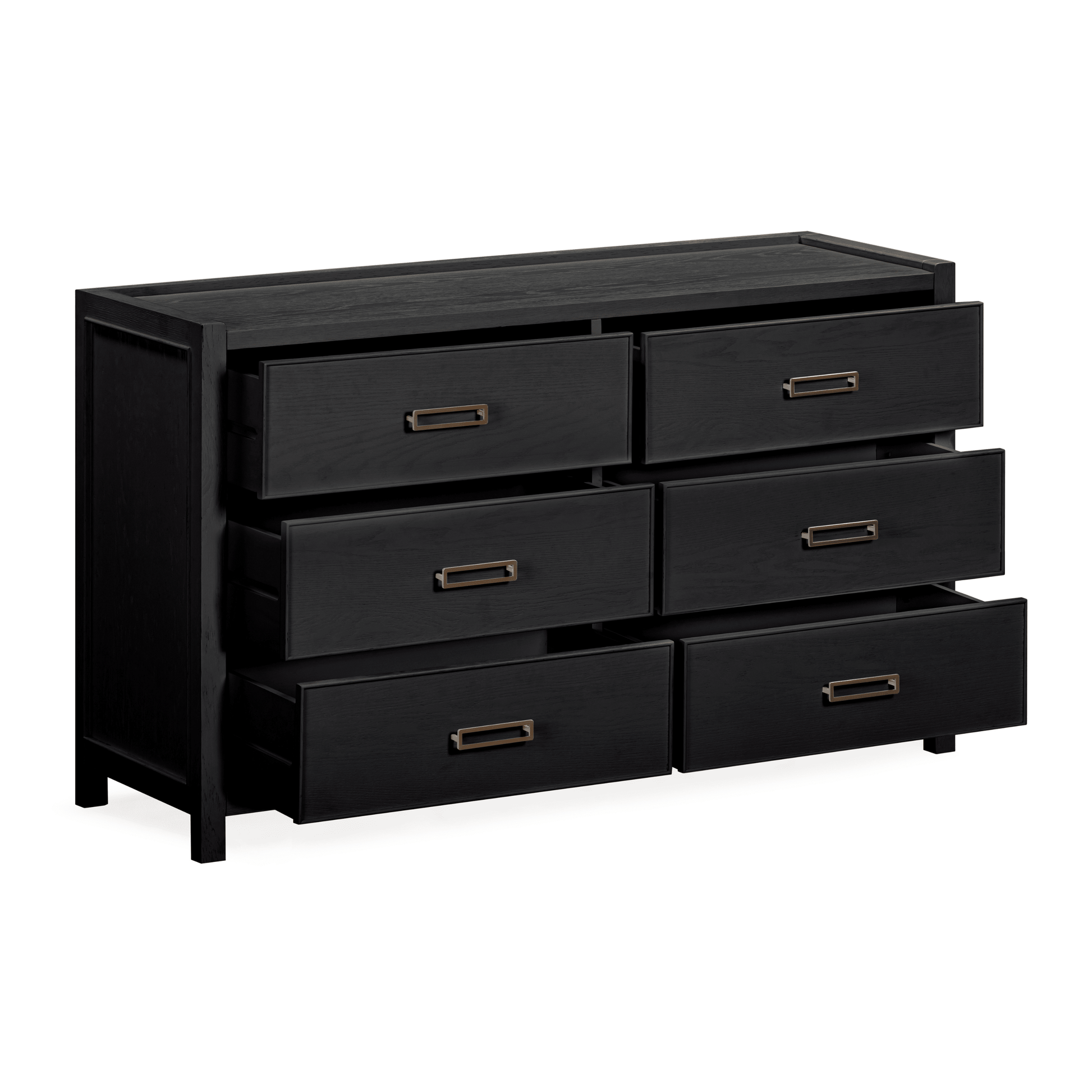 Soho Black Oak Veneer 6 Drawer Chest.
