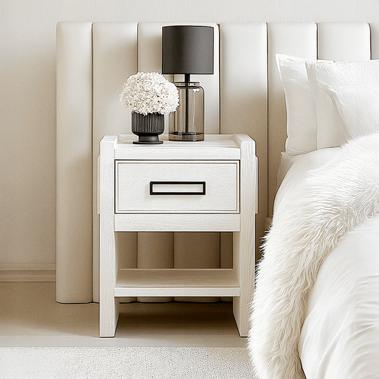 Soho Cream Oak Veneer 1 Drawer Bedside Table.