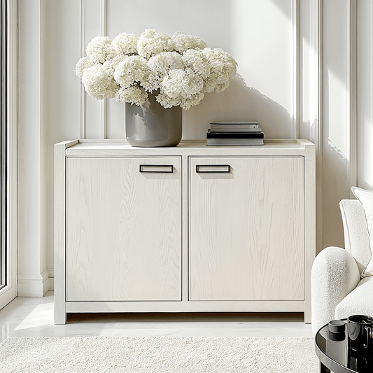 Soho Cream Oak Veneer 2 Door Sideboard.