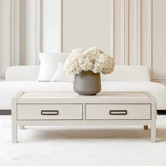 Soho Cream Oak Veneer 2 Drawer Coffee Table.