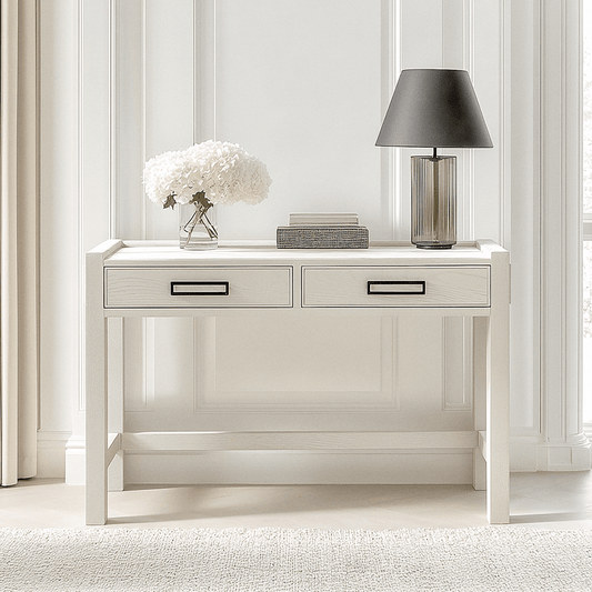 Soho Cream Oak Veneer 2 Drawer Dressing Table.