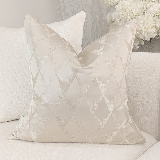 Tacoma Cream & Gold Geometric Metallic Cushion - 50x50cm.