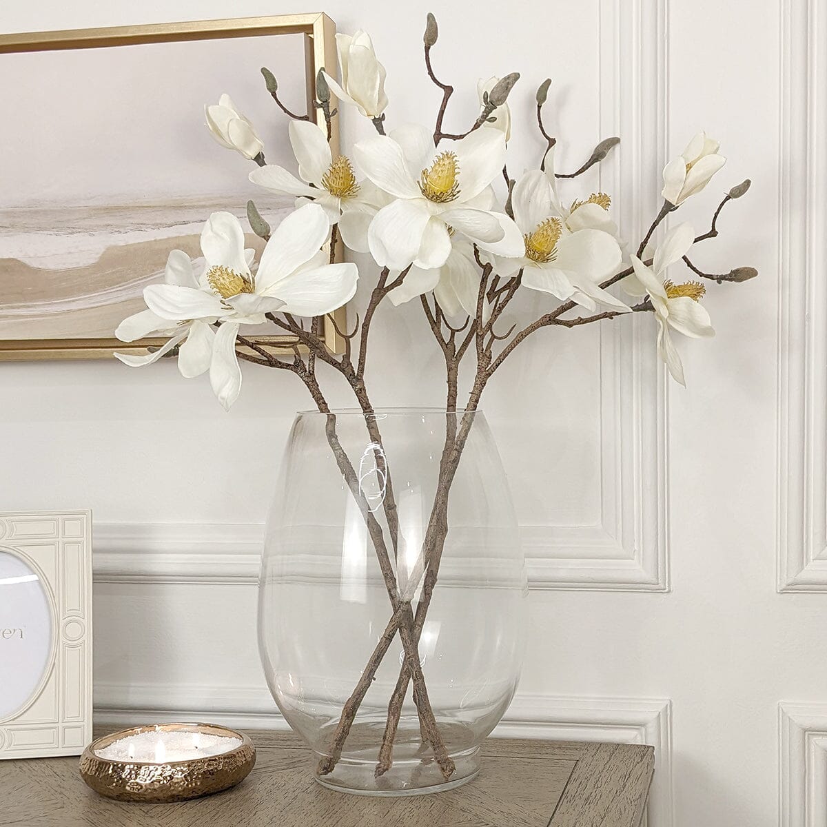 Tall Oval Glass Decorative Vase.