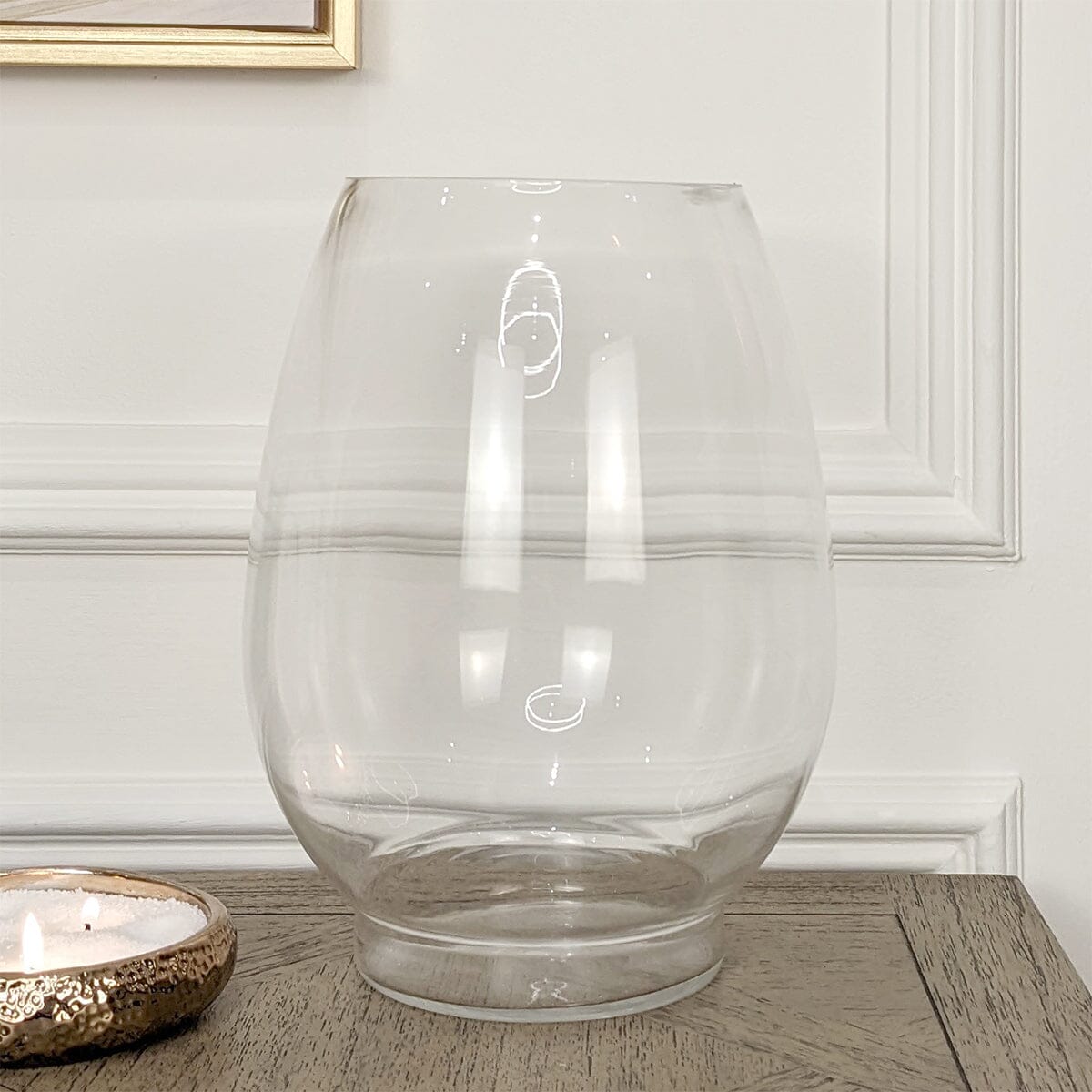Tall Oval Glass Decorative Vase.