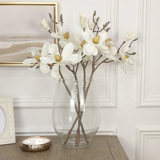 Tall Oval Glass Decorative Vase.