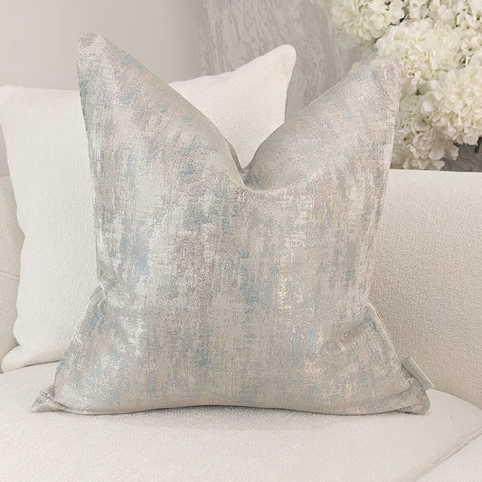 Tamzin Gold & Duck Egg Metallic Cushion - 50x50cm.