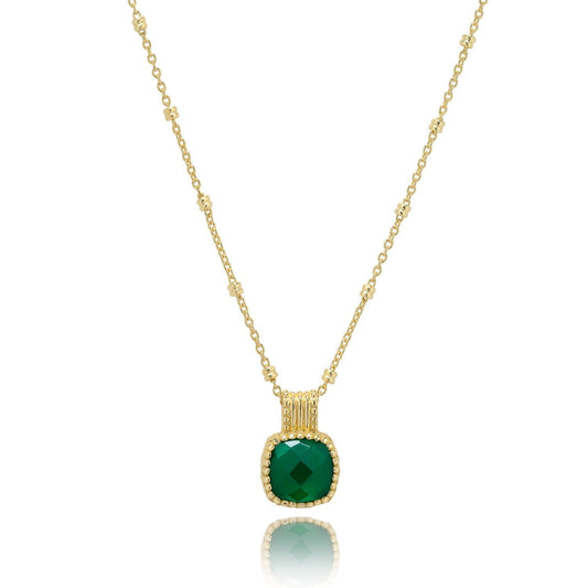 Tetra Square Gemstone Pendant: Green Onyx.