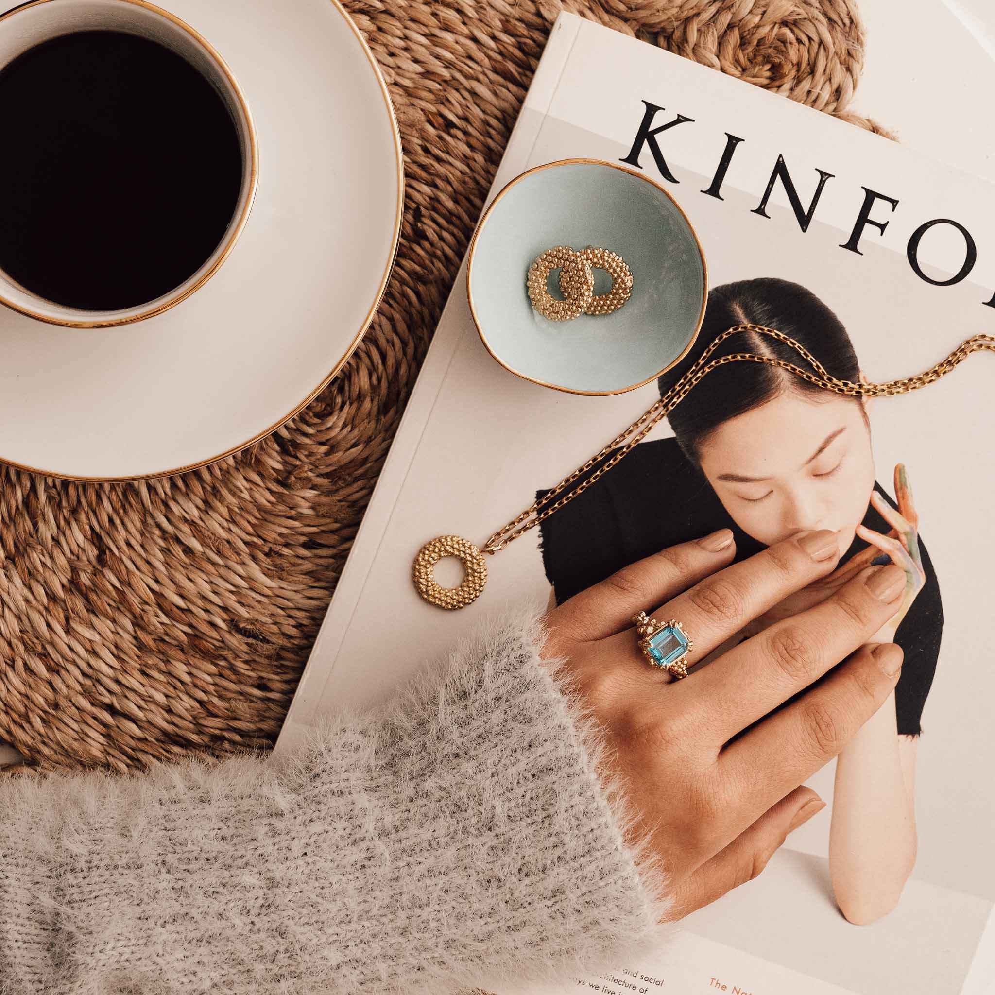 Gold Sky Blue Topaz Ring - Aurelia Dainty London