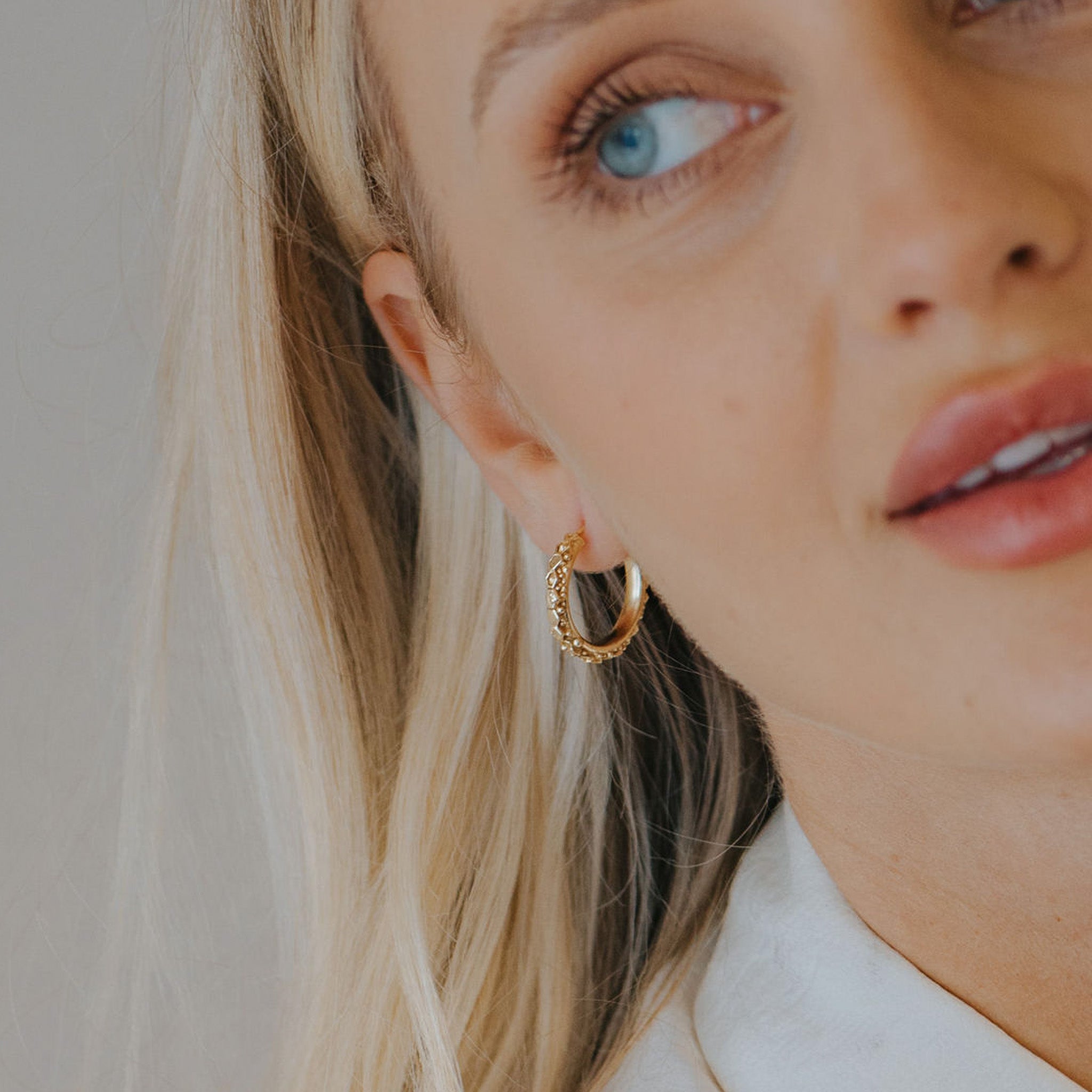 The Gold Hebe Hoop Earrings Dainty London