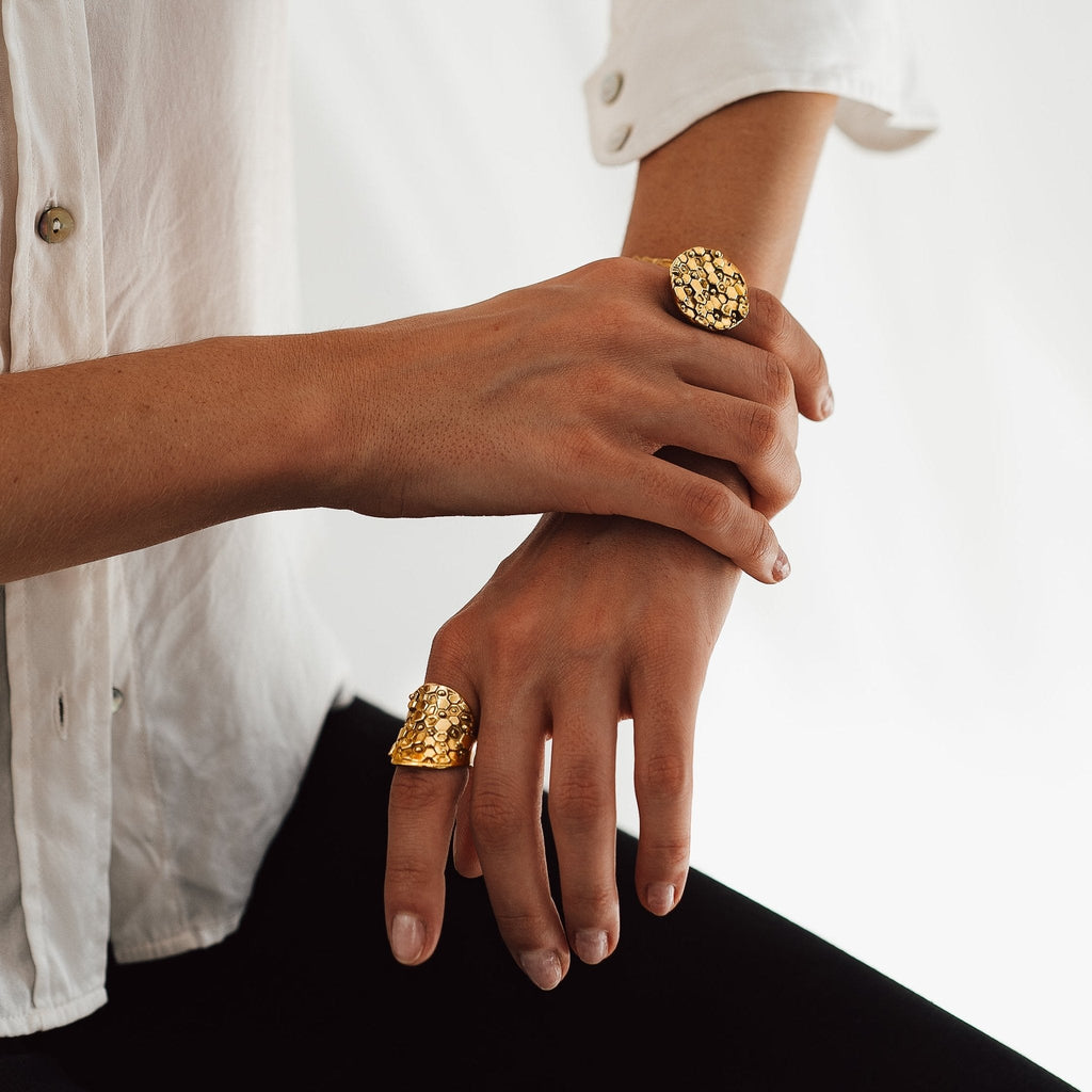 Gold Statement Saddle Ring - Hemera Dainty London