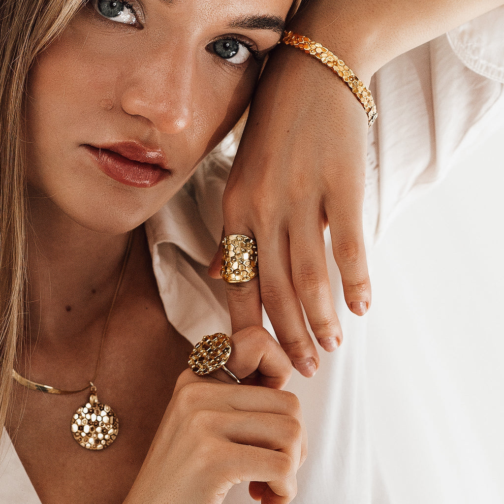 Gold Statement Saddle Ring - Hemera Dainty London