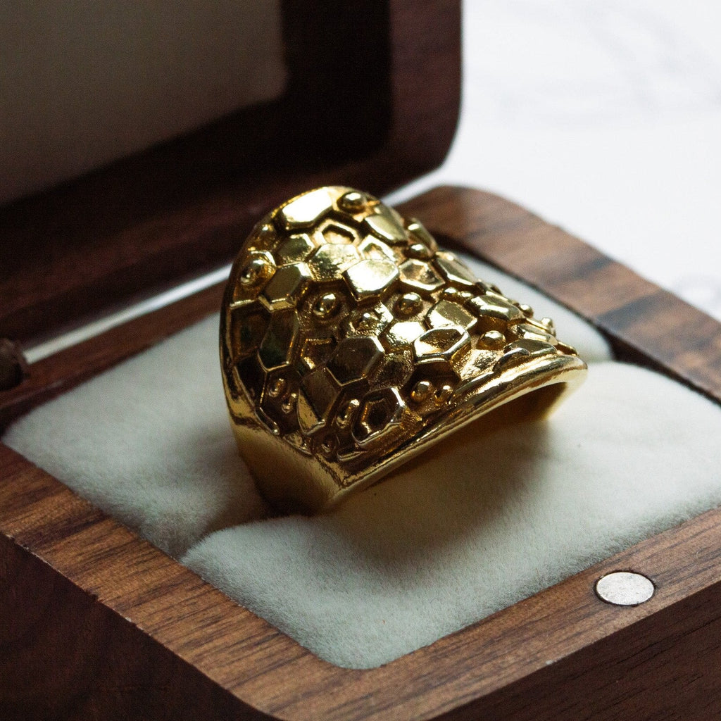 Gold Statement Saddle Ring - Hemera Dainty London